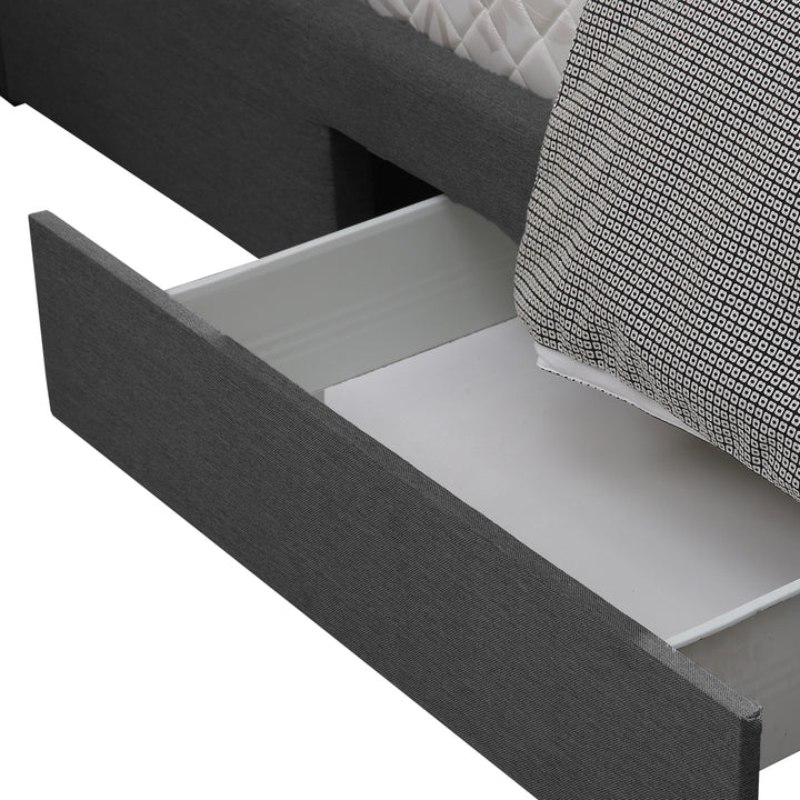 Bed Frame King Fabric With Drawers Storage Wooden Mattress Grey