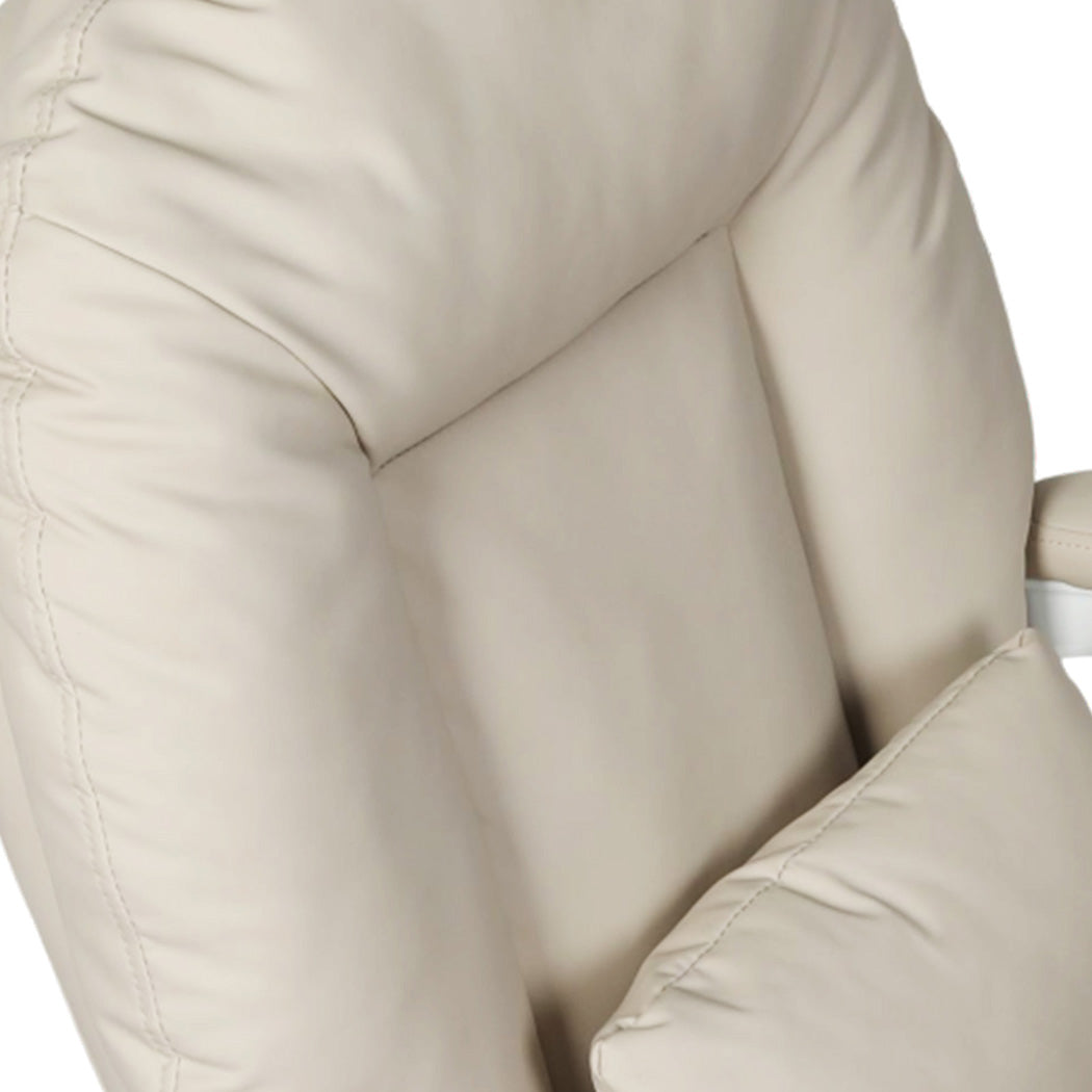 Executive Office Chair Footrest PU Leather Tilt Gaming Work Seat Beige