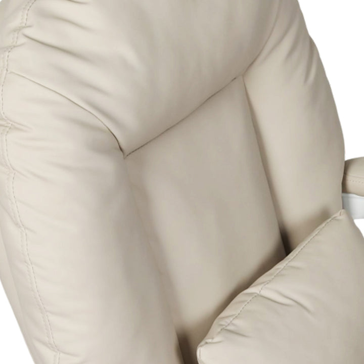 Executive Office Chair Footrest PU Leather Tilt Gaming Work Seat Beige