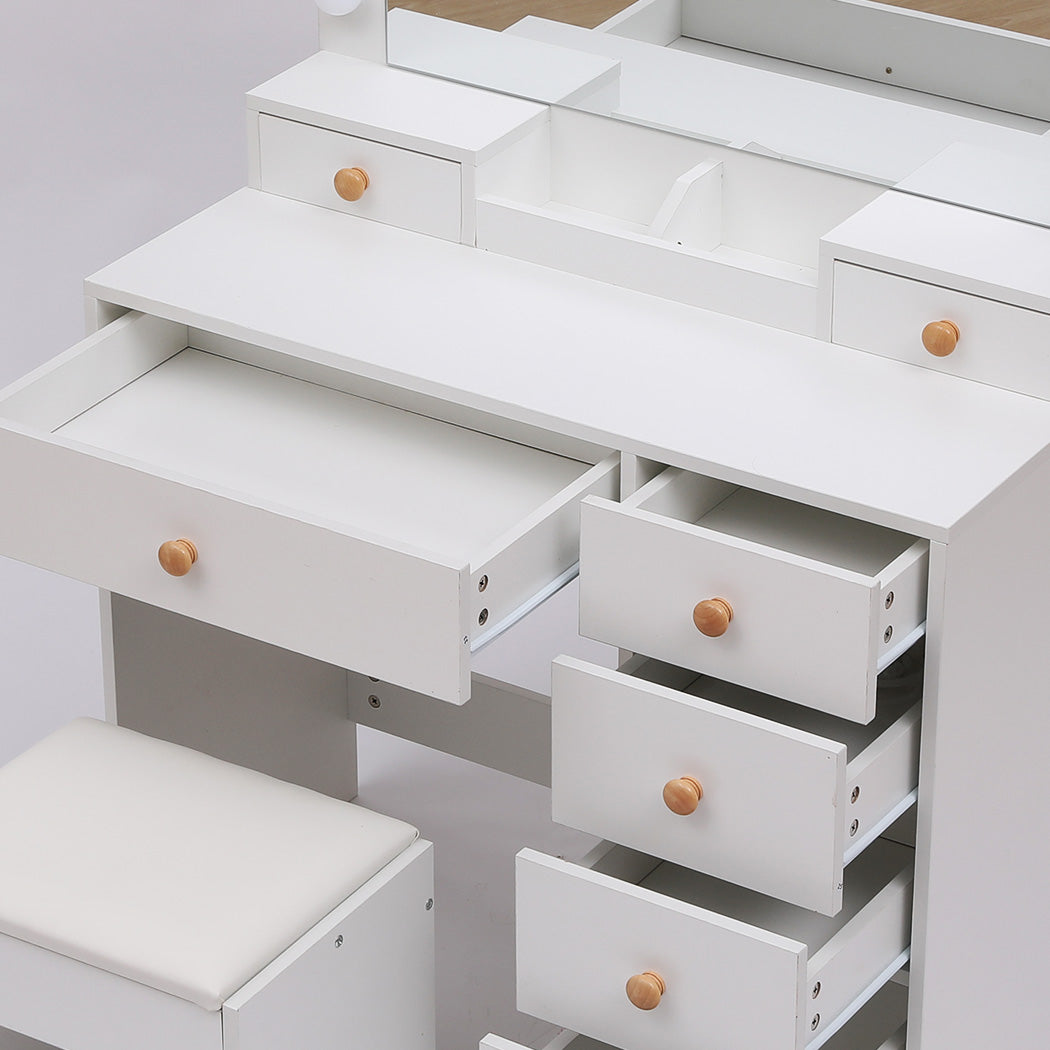 Dressing Table Stool Set 11 Bulbs Makeup Mirror Vanity Desk Cabinet White
