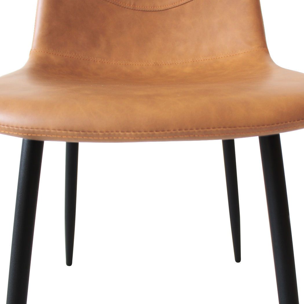 Brown Leather Dining Chairs 4 Set