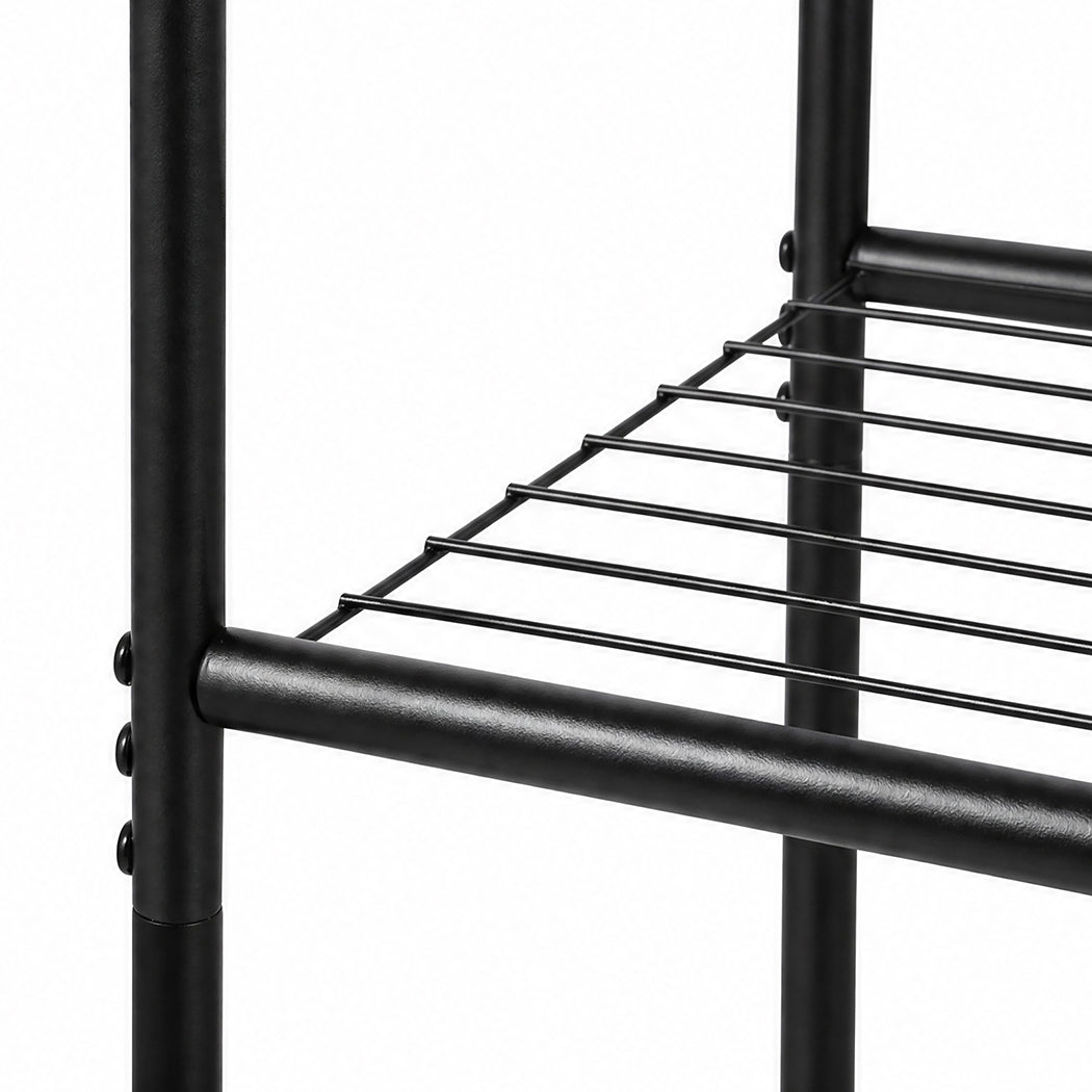 Clothes Rack Heavy Duty Garment Rack 2 Shelf Locking Wheels Bedroom Black