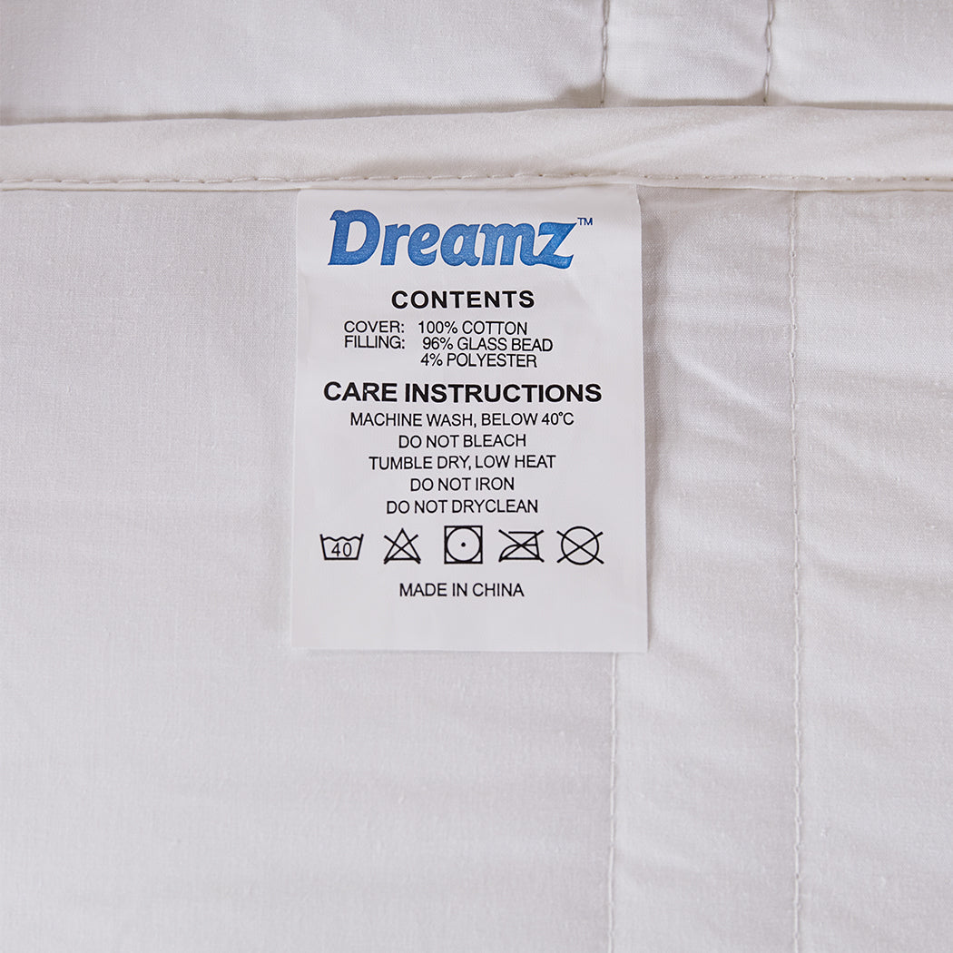 Dreamz Weighted Blanket Summer Cotton White Double and Single - Levede