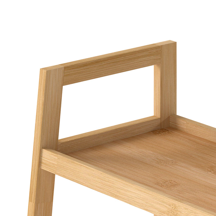 Bamboo Ladder Bookcase 4-Shelf Books Plant Storage Shelf Rack Organiser