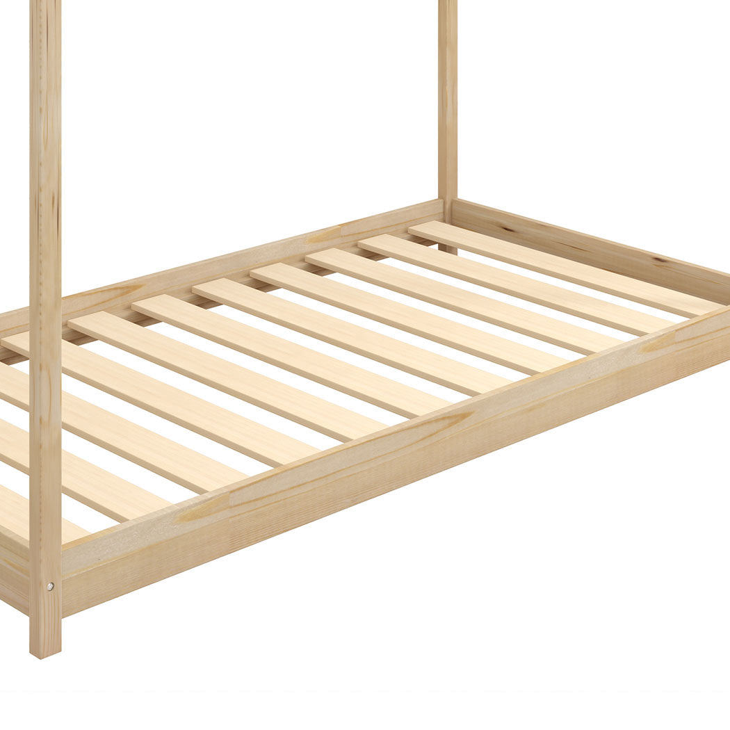 Levede Bed Frame Single Wooden Timber Natural and White - Levede