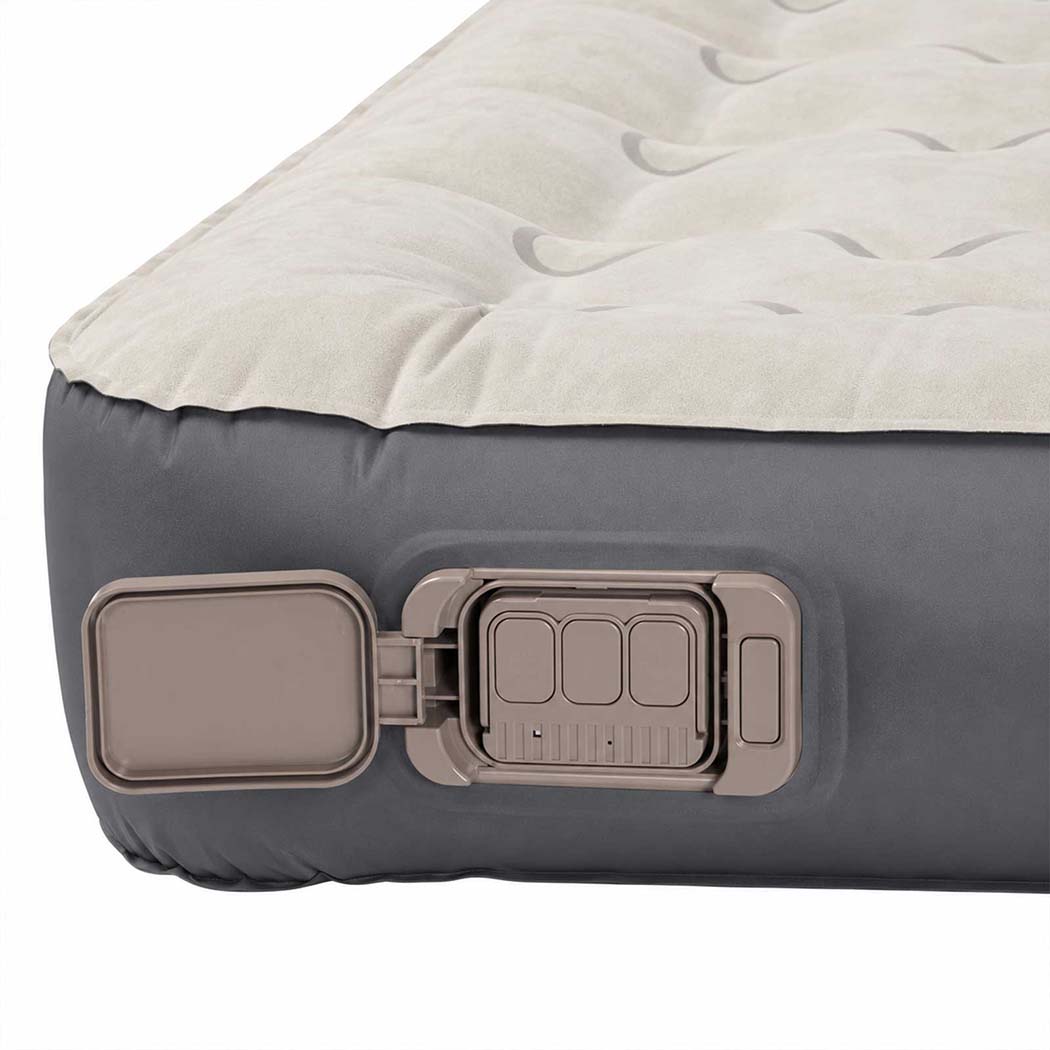 Inflatable Mattress TPU Air Bed with Pillow Pump Camping Double Grey