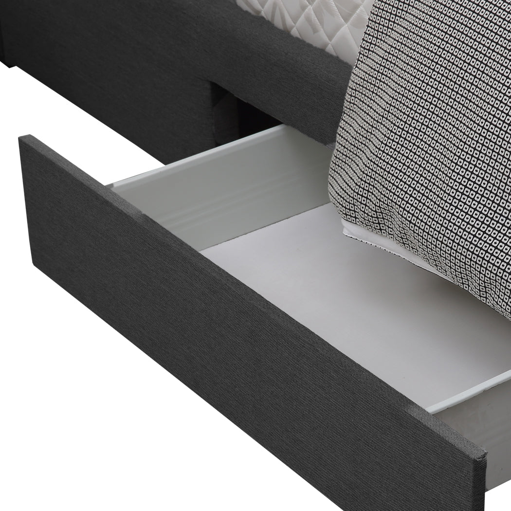 Levede Fabric Bed Frame Tufted with Storage in Dark Grey - Levede