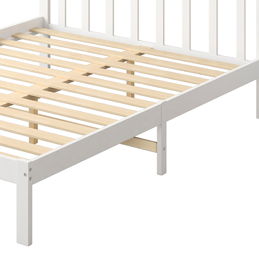 Levede Wooden Bed Frame Full White - Levede