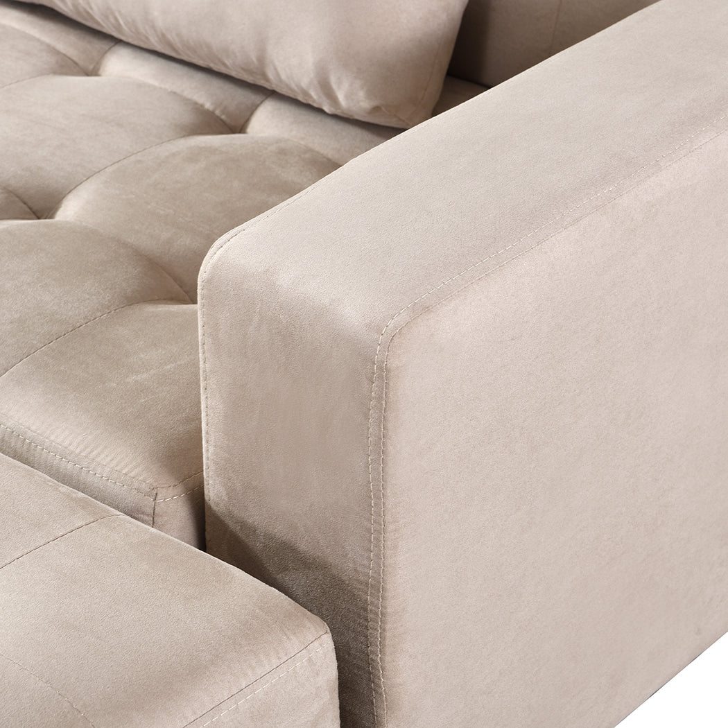 Sofa Bed U-Shaped Couches 339cm 5-6 Seater Suede Brown Living Room