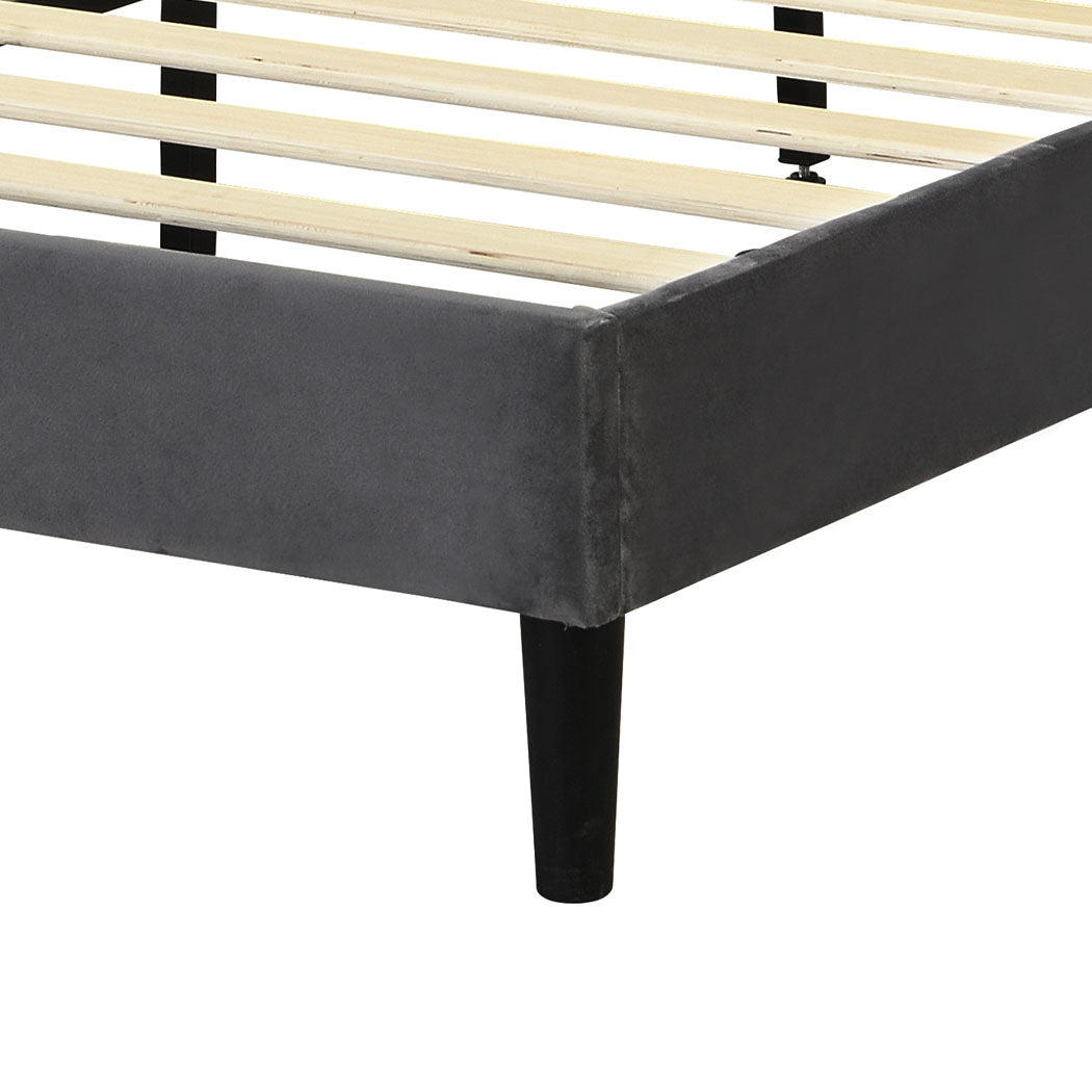 Levede Bed Frame Mattress Base Platform with Wooden Velvet Headboard - Levede