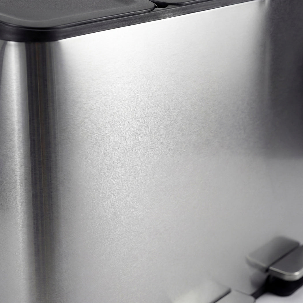 Kitchen Bins 54L Pedal Soft Close Lid Kitchen Recycling Bin Silver