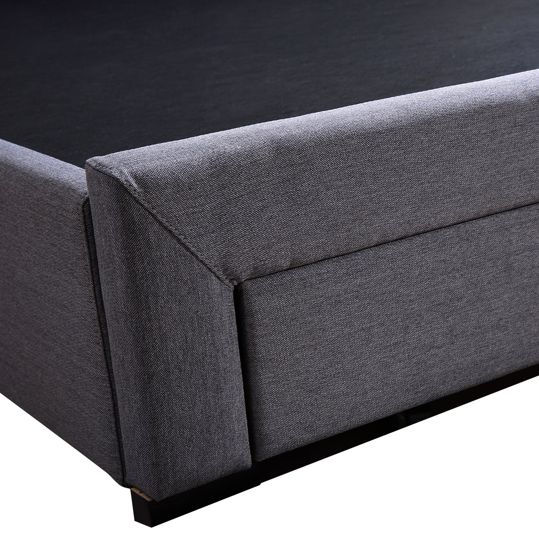 Levede Fabric Bed Frame Tufted with Storage in Dark Grey - Levede