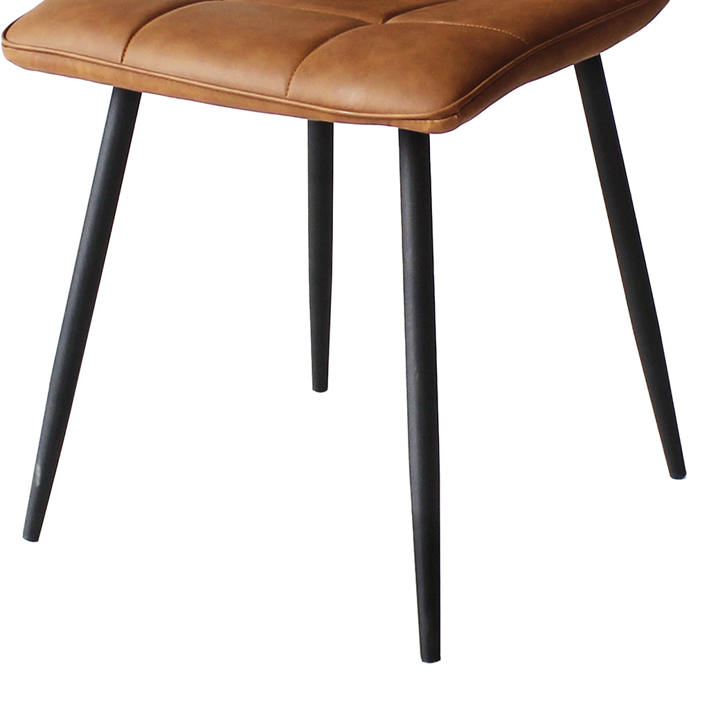 Levede 4x Dining Chairs Kitchen Chair Brown Faux Leather - Levede