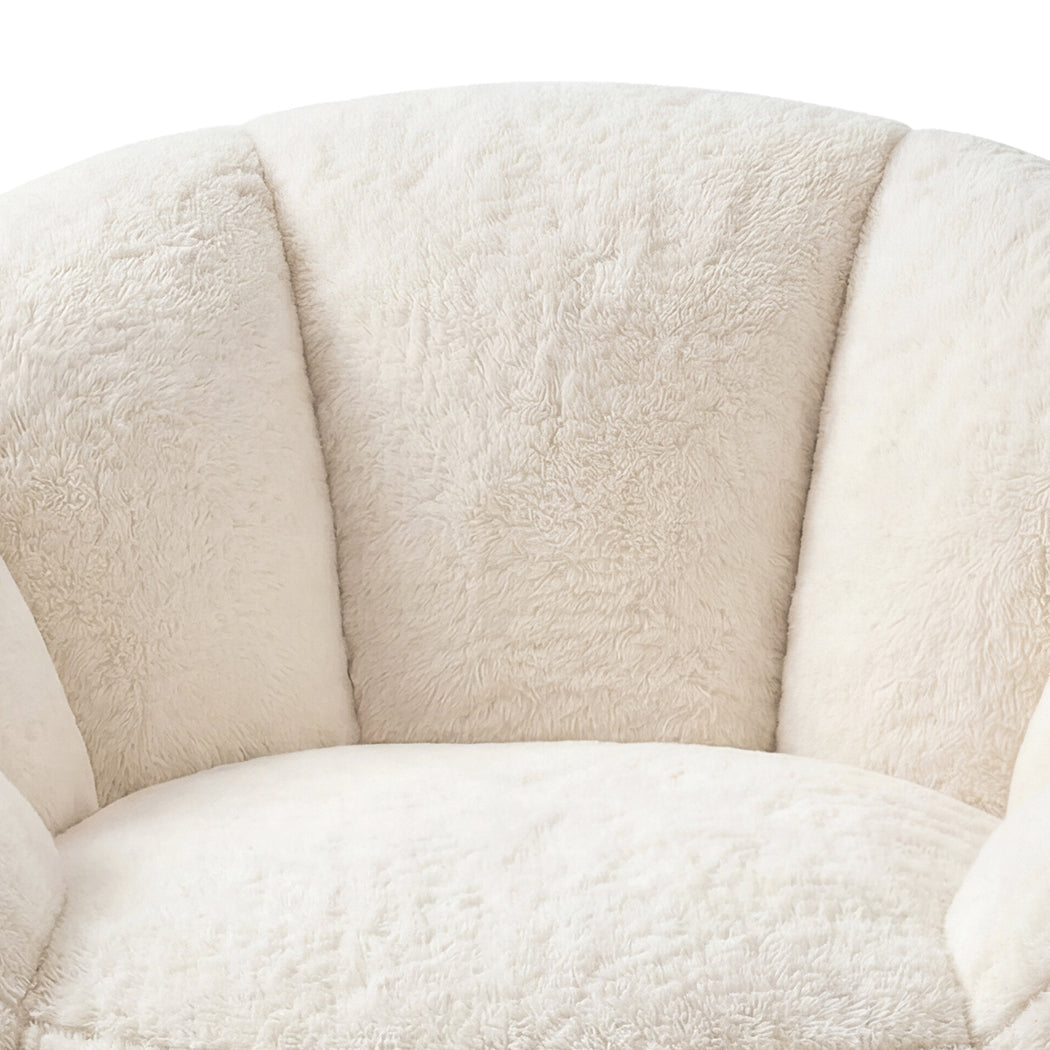 Bean Bag Chair Faux Rabbit Fur Floral Shaped Reading Sofa Chair White