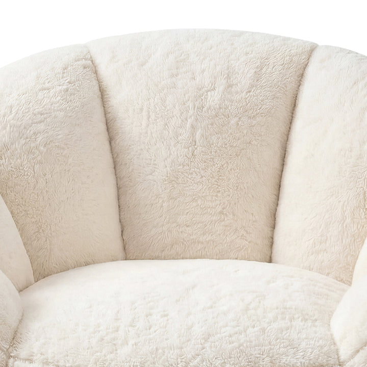 Bean Bag Chair Faux Rabbit Fur Floral Shaped Reading Sofa Chair White