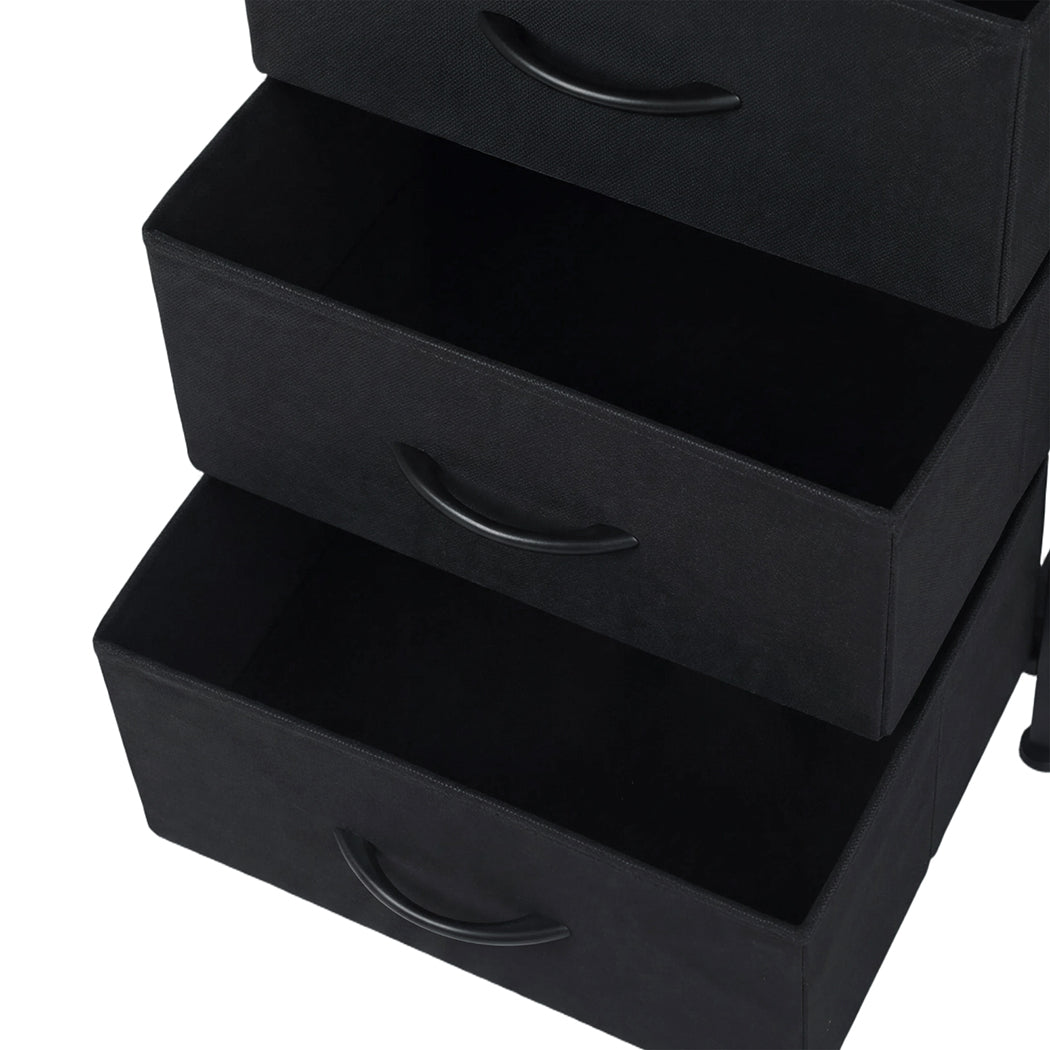 Bedside Table with Charging Station 3 Drawer RGB Light Night Stand Black