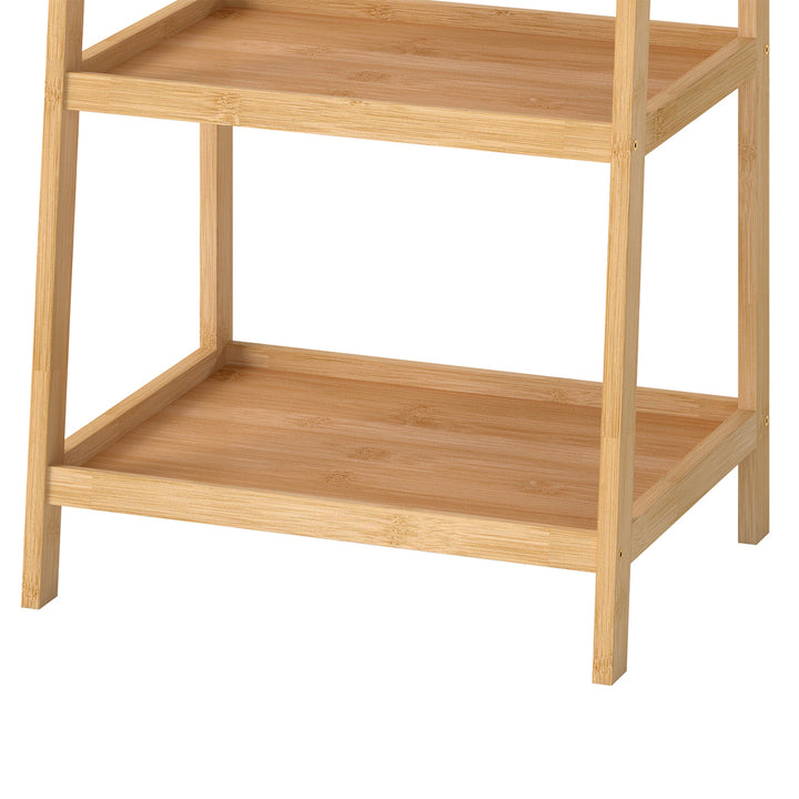 Bamboo Ladder Bookcase 4-Shelf Books Plant Storage Shelf Rack Organiser