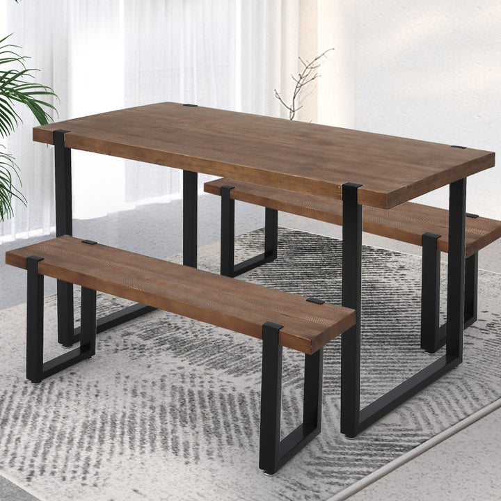 Levede Wooden Dining Set Table with Bench - Levede