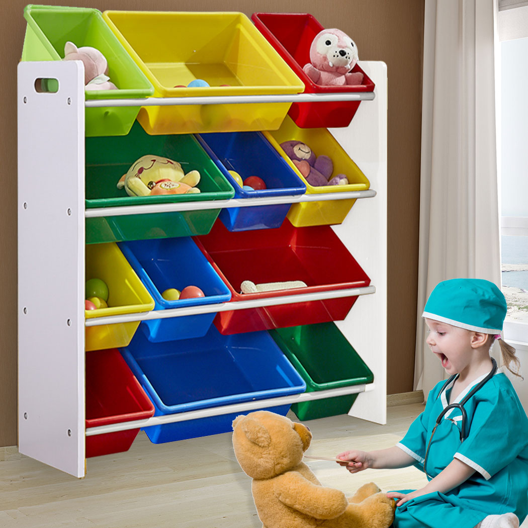 Levede Kids Toy Box Bookshelf with 12 Bins for Organizing Toys and Books - Levede