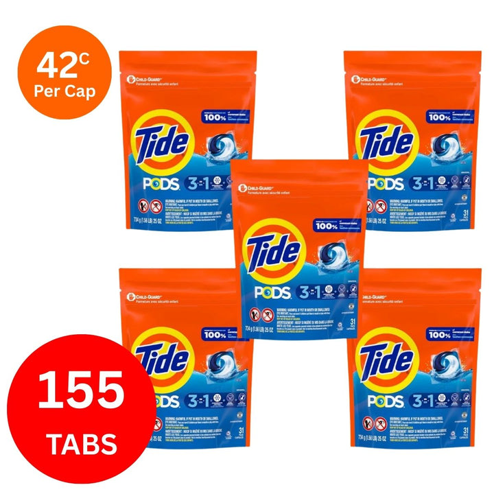 Tide 3in1 46c/Tab x 155 Clean Breeze Laundry Pods.