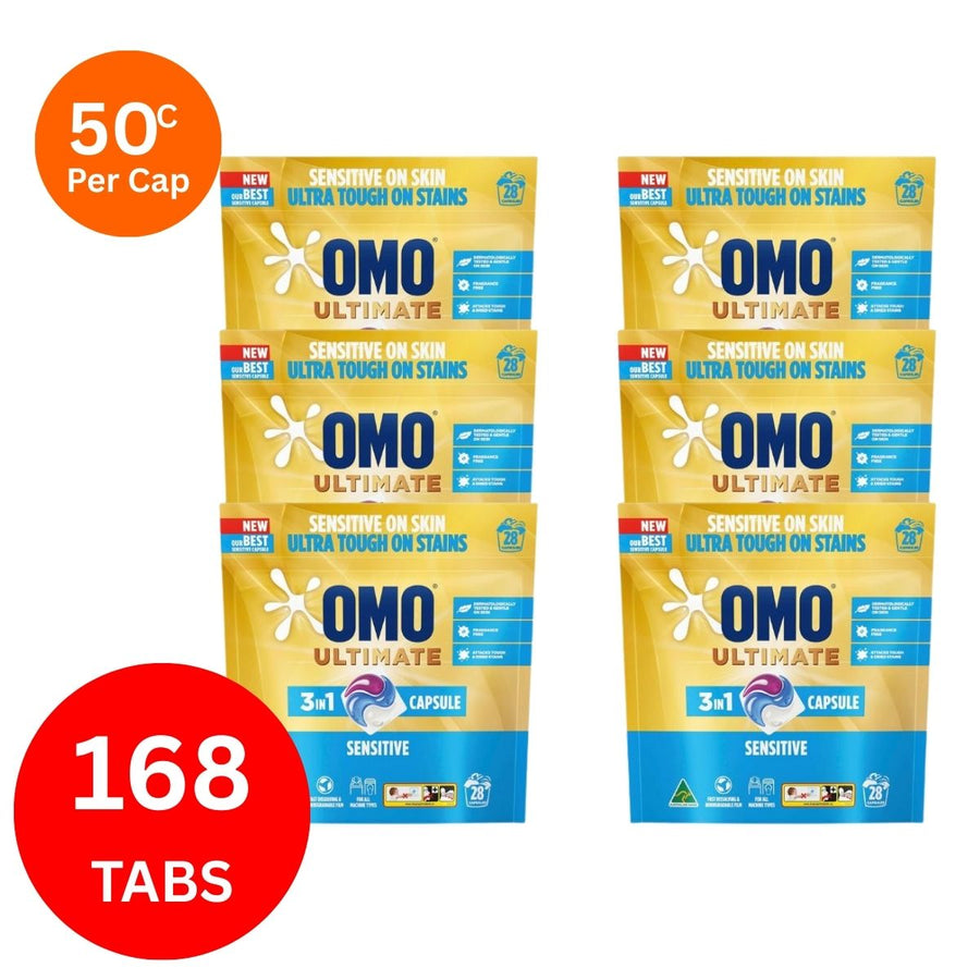 Omo Ultimate 3in1 Sensitive 52c/Tab x 168 Laundry Capsules.