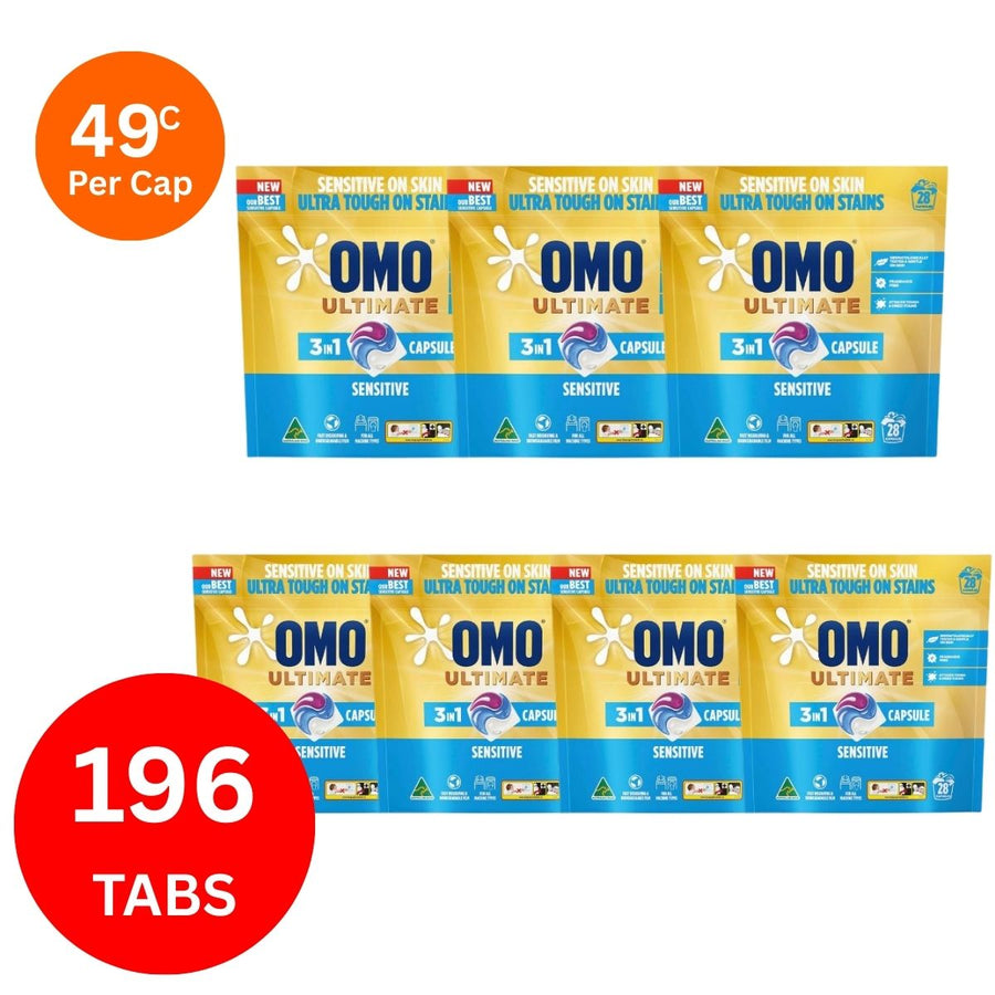 Omo Ultimate 3in1 Sensitive 51c/Tab x 196 Laundry Capsules.