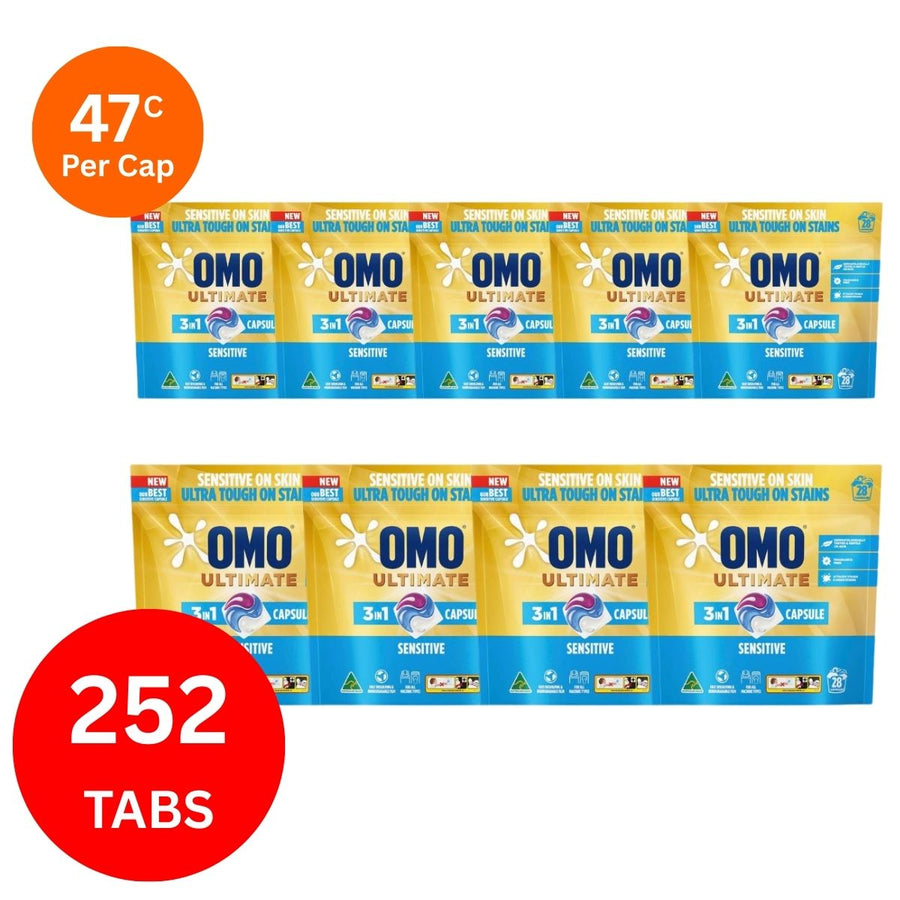 Omo Ultimate 3in1 Sensitive 49c/Tab x 252 Laundry Capsules.