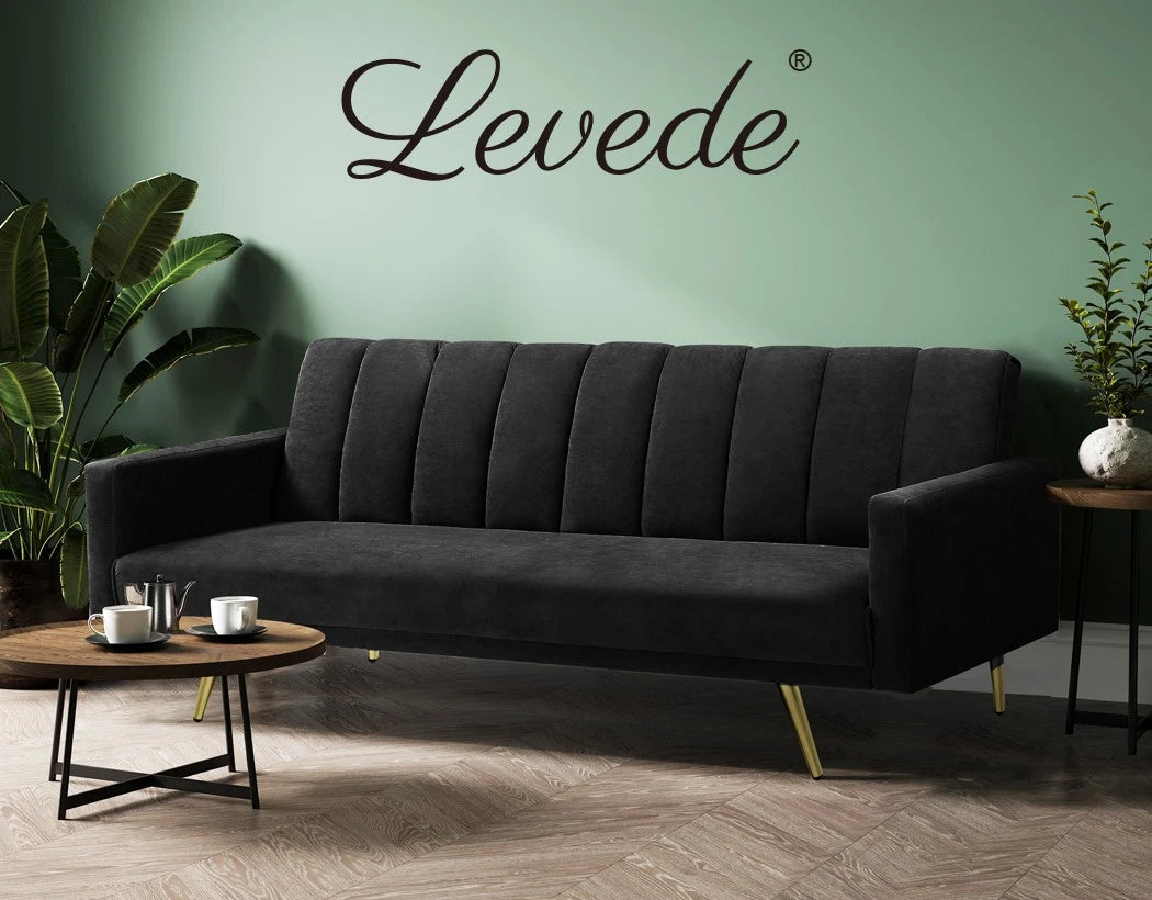 Sofa Bed Convertible Velvet Lounge Recliner Couch Sleeper 3 Seater