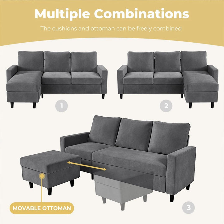 L-shaped Sectional Sofa Lounge Chaise Set
