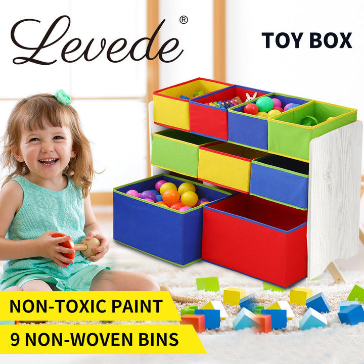 Levede Kids Toy Box 9 Bins Storage Rack White - Levede