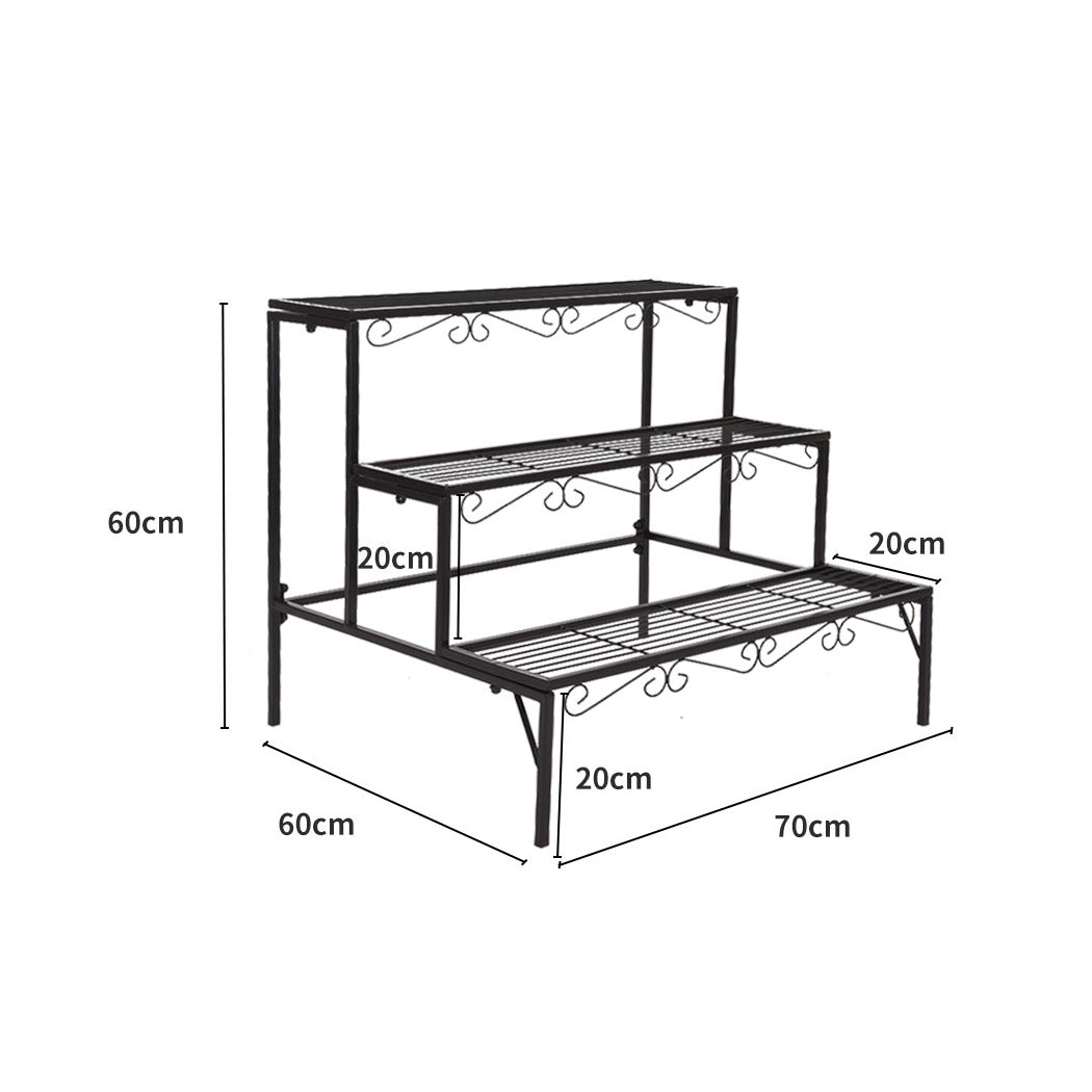 Levede 3 Tier Rectangle Metal Plant Stand for Outdoor and Indoor Use - Levede