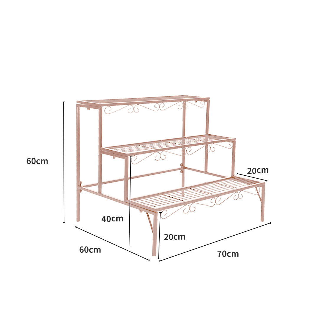 Levede 3 Tier Rectangle Metal Plant Stand for Outdoor and Indoor Use - Levede