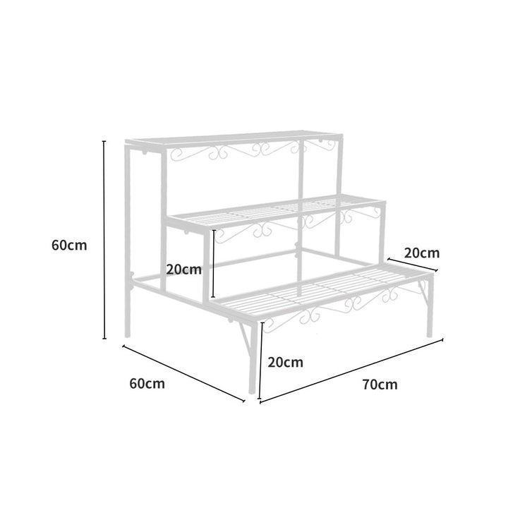 Levede 3 Tier Rectangle Metal Plant Stand for Outdoor and Indoor Use - Levede