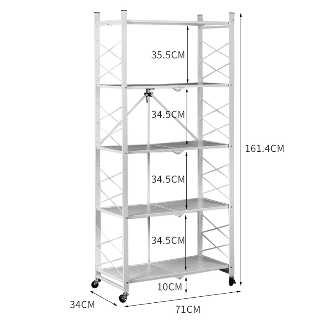 Levede Foldable Storage Shelf Display White 5 Tiers-1831592565028294658