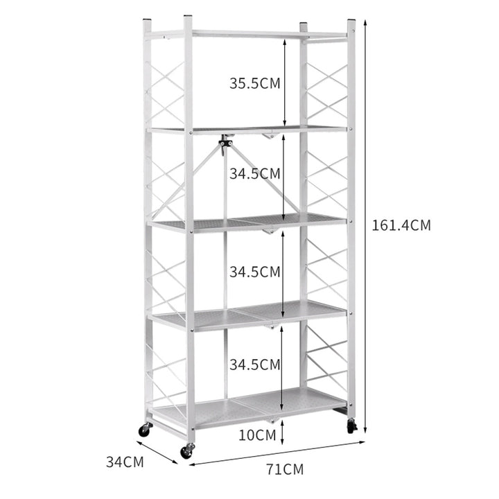 Levede Foldable Storage Shelf Display White 5 Tiers-1831592565028294658