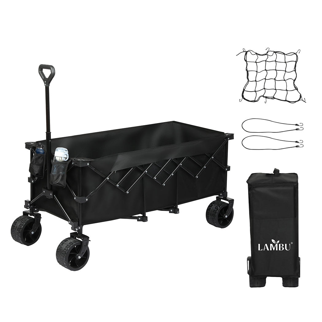 Lambu Folding Wagon Cart 300L Garden Outdoor Camping Shopping Trolley Wheels