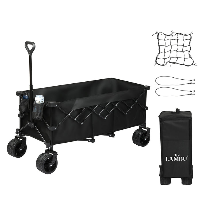 Lambu Folding Wagon Cart 300L Garden Outdoor Camping Shopping Trolley Wheels