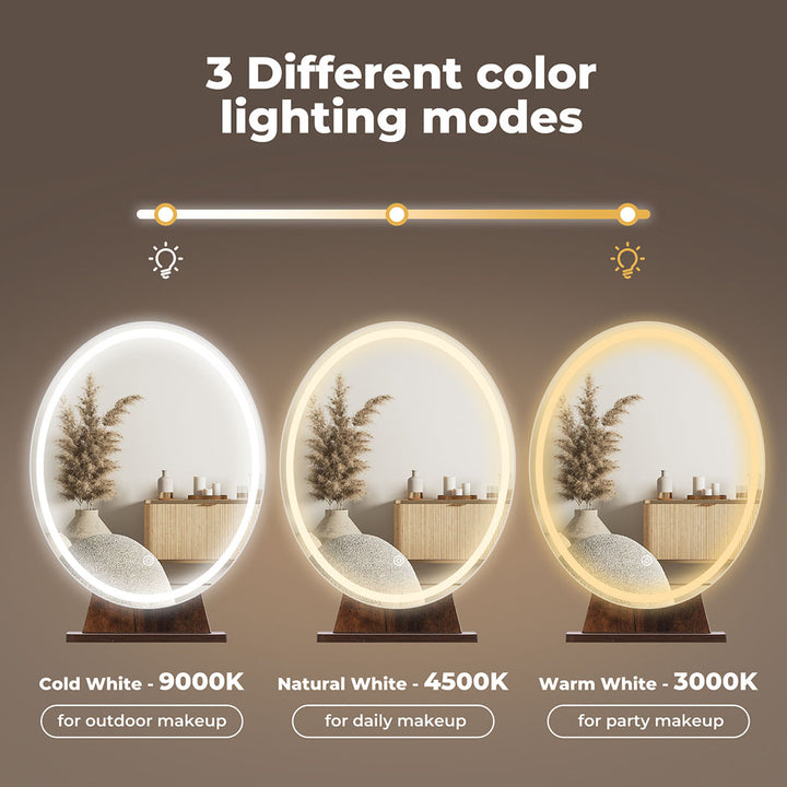 Levede Dressing Table LED Light Strip Makeup Mirror Stool Set Vanity Desk Brown