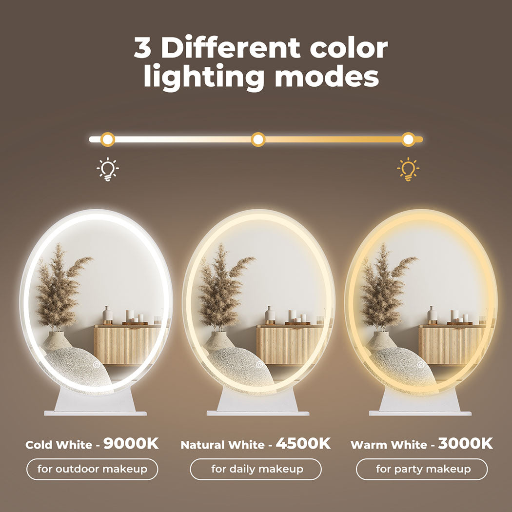 Levede Dressing Table LED Light Strip Makeup Mirror Stool Set Vanity Desk White