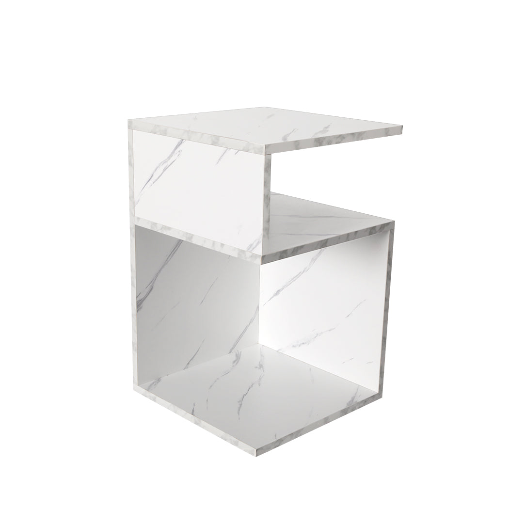 white S Shape Bedside Table