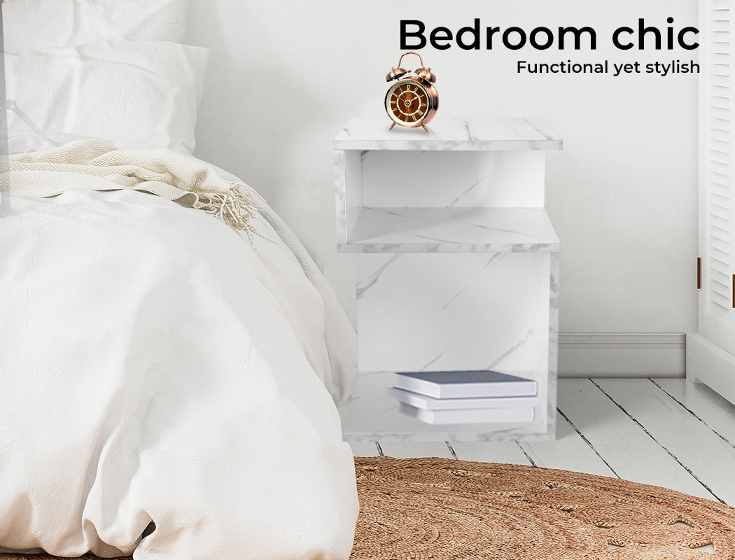 white S Shape Bedside Table