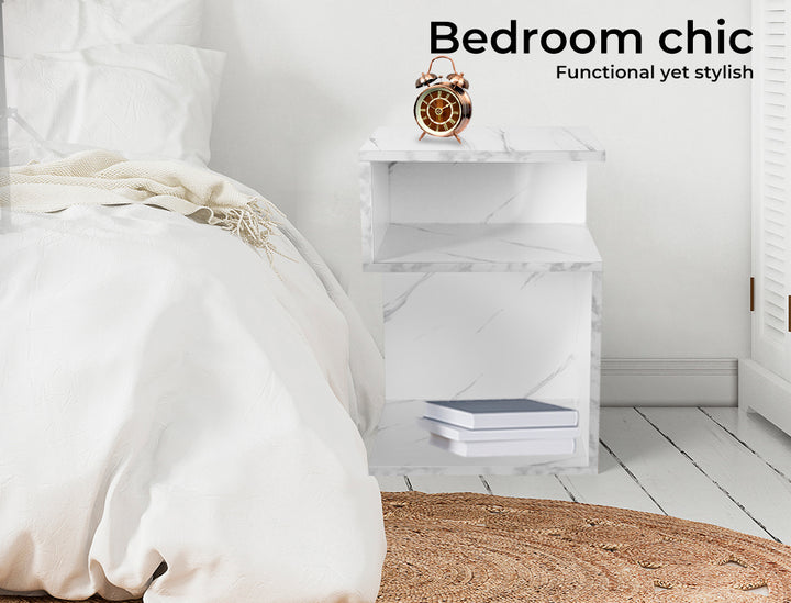 white S Shape Bedside Table
