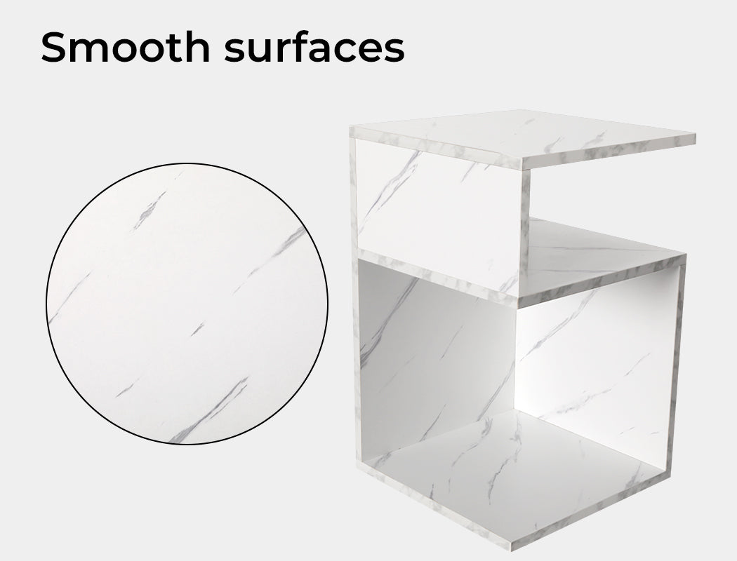 white S Shape Bedside Table 