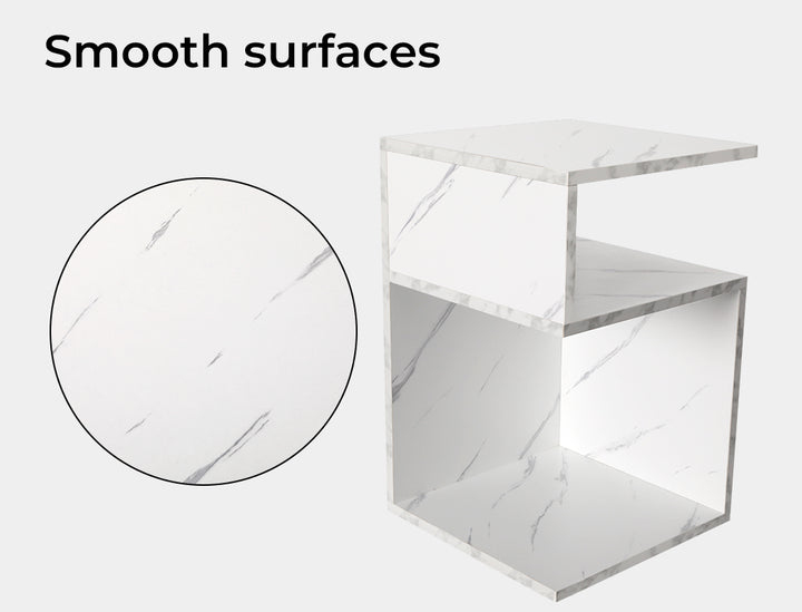 white S Shape Bedside Table 