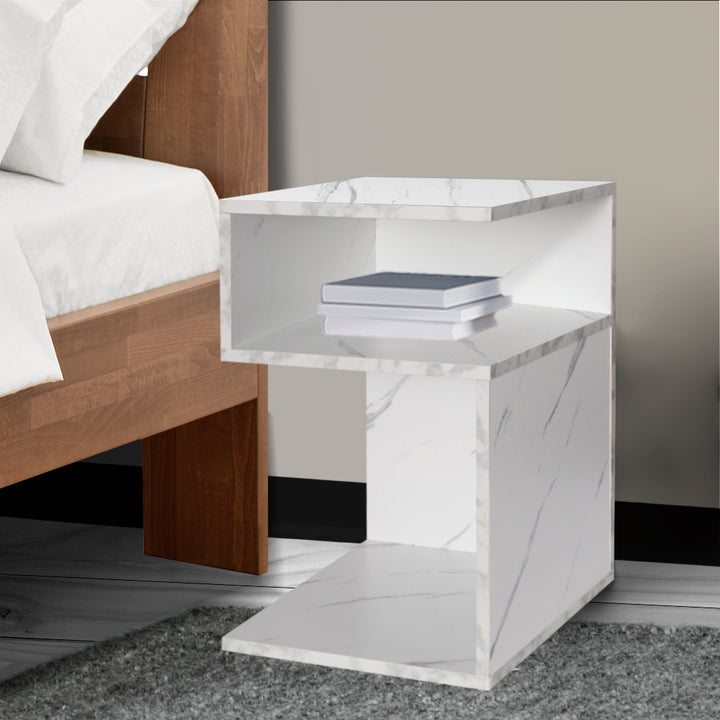 white S Shape Bedside Table 