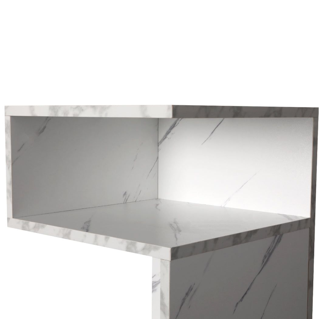 white S Shape Bedside Table shelf