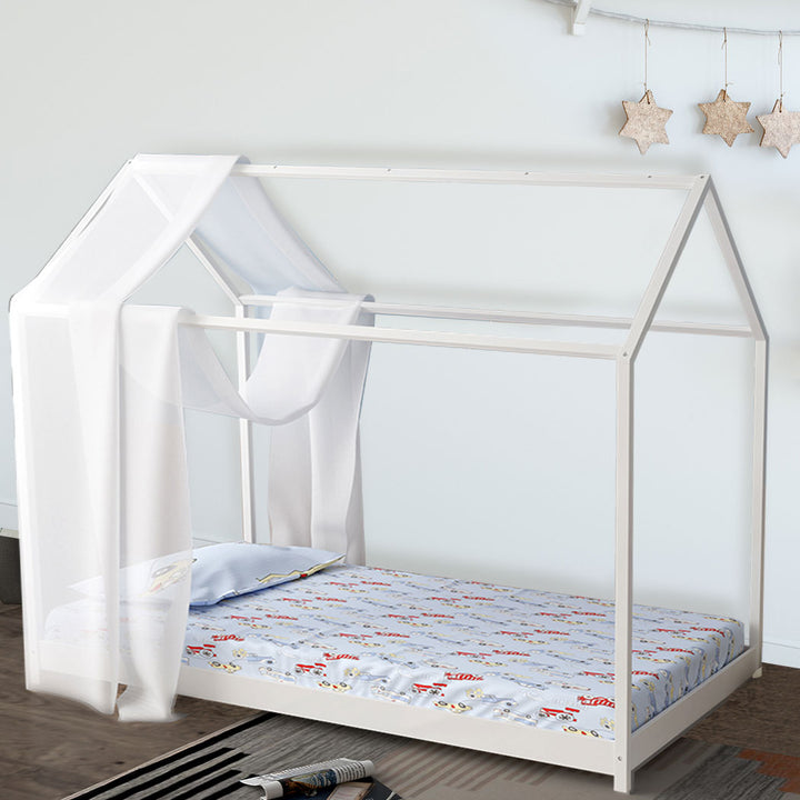 white Single Wooden Timber Bed Frame 