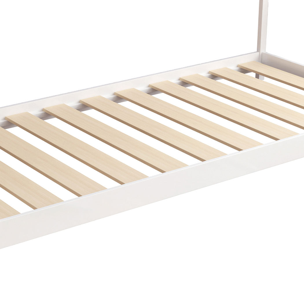white Single Wooden Timber Bed Frame base